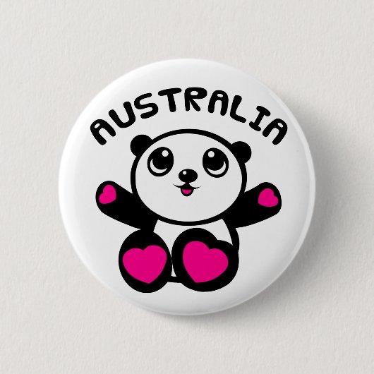Panda Australia Ronde Button 5,7 Cm (Voorkant)