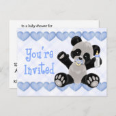 Panda avec Baby shower bleu Pacifique Invitation (Devant / Derrière)