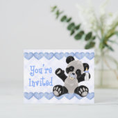 Panda avec Baby shower bleu Pacifique Invitation (Debout devant)
