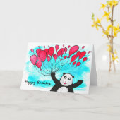 Panda avec carte d'anniversaire de ballons (Fleur jaune)