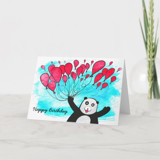 Panda avec carte d'anniversaire de ballons (Devant)