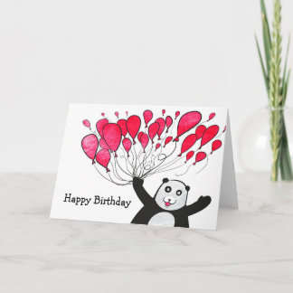 Panda avec une carte d'anniversaire de ballons rou