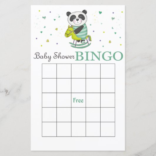 Panda baby shower carte de bingo (Devant)