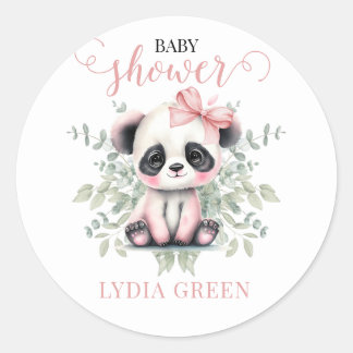 Panda Baby Shower groen Girl baby shower Ronde Sticker