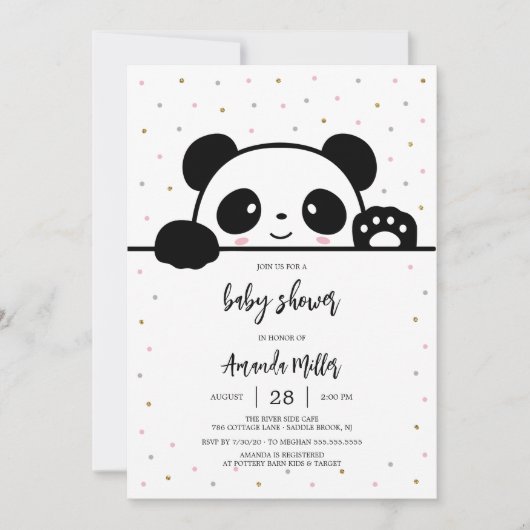 Panda Baby Shower Invitation (Devant)