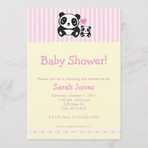Panda-Baby shower - Roze en crème Kaart