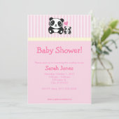 Panda-Baby shower - Roze Kaart (Staand voorkant)