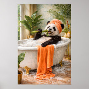 Panda-badprint, humoristische tropische maximalist poster