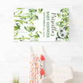Panda Bamboe Groen Baby shower Banner (Insitu)