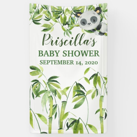 Panda Bamboe Groen Baby shower Banner (Verticaal)