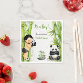 Panda Bamboe Thema Baby Boy Zwart Wit Groen Servet (Insitu)