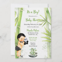 Panda Bamboe Thema Baby Jongen Zwart Wit Groen