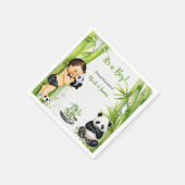 Panda Bamboe Thema Baby Jongen Zwart Wit Groen Servet (Hoek)