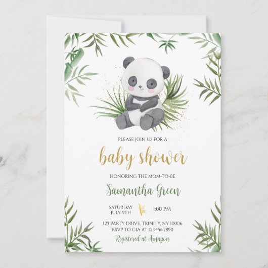 Panda Bamboo Baby shower Kaart (Voorkant)