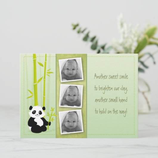 Panda bambou - carte Faire-part de naissance (Debout devant)