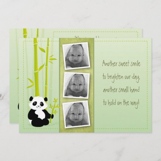 Panda bambou - carte Faire-part de naissance (Devant / Derrière)