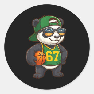 Panda Basketbal 67 Gen Alpha Slang Srts Mannen Jon Ronde Sticker