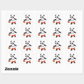 Panda Basketball Player Dribbling Vierkante Sticker (Vel)