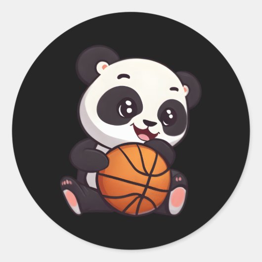 Panda Basketballer Basketballer Ronde Sticker (Voorkant)