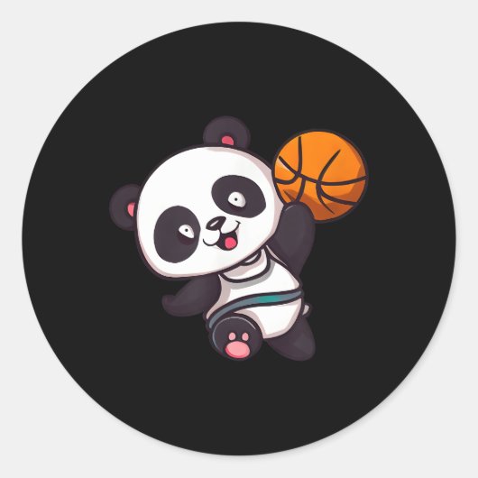 Panda Basketballer Basketballer Ronde Sticker (Voorkant)