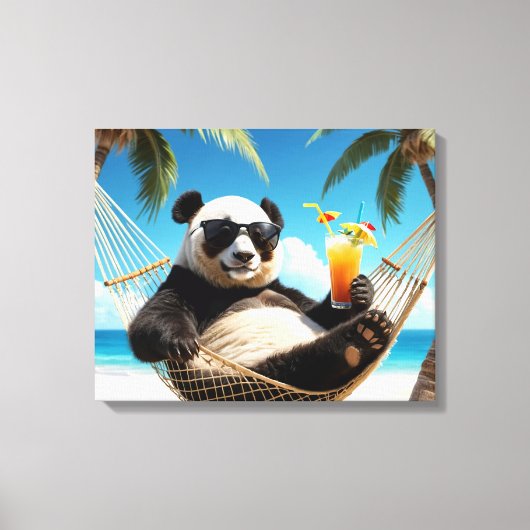 Panda Beach Relaxation Canvas Afdruk (Voorkant)