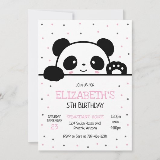 Panda Bear Birthday Party Invitation (Devant)