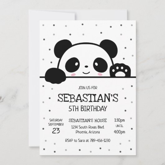 Panda Bear Birthday Party Invitation (Devant)