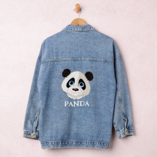 Panda Bear Design Denim Veste