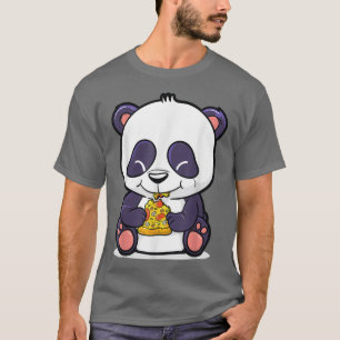 Panda Bear Eating Pizza Cute Kawaii Pepperoni Food T-shirt
