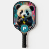 Panda Bear eats a pickle Monogram Pickleball Paddle (Achterkant)