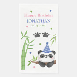 Panda Bear Green Bamboo Kids Birthday  Servet