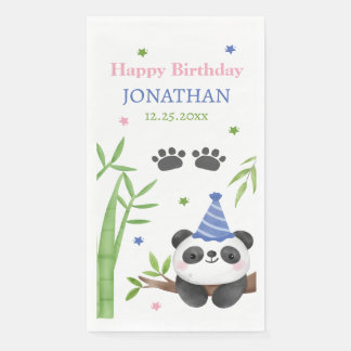 Panda Bear Green Bamboo Kids Birthday  Servet
