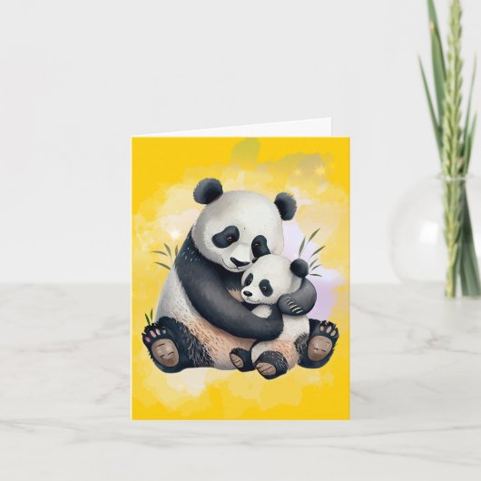Panda Bear Mère et Bébé Mère carte de la Fête des (Devant)