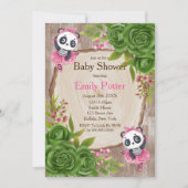 Panda Bear Pink Tutu Wood Bébé Douche Invitations (Devant)