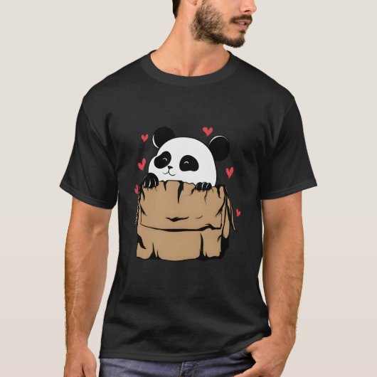 Panda Bear With He In Cardboard Box T-shirt (Voorkant)
