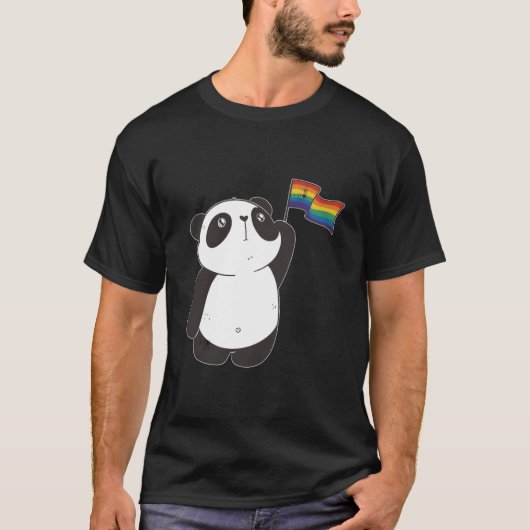 Panda Bear With Rainbow Flag For And Children T-shirt (Voorkant)