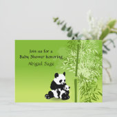 Panda Bears et Bambou Invitation Baby shower neutr (Debout devant)