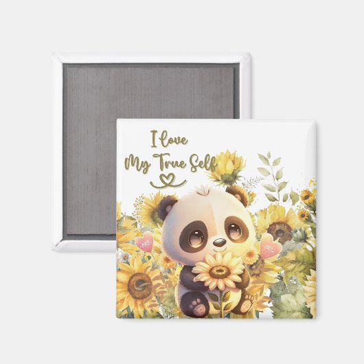 Panda bébé avec aimant tournesol (Recto/Verso)