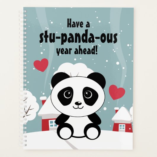 Panda Bébé Cute En Hiver Gris Neige (Devant)