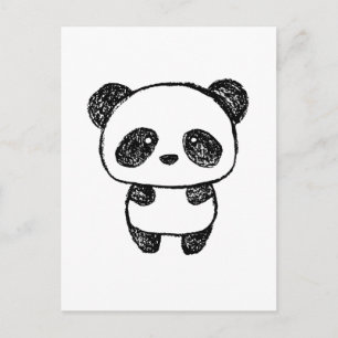 Panda bébé mignonne tirée au charbon #3 Carte post