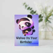 Panda bébé volant, carte postale (Debout devant)