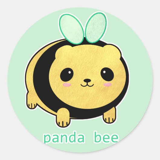 Panda Bee Ronde Sticker (Voorkant)