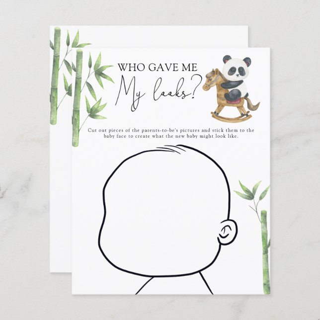 Panda beer baby shower Baby gezicht spel (Voorkant / Achterkant)