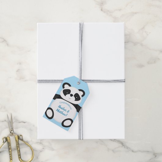 Panda Beer Baby shower Cadeaulabel (Met Touw)