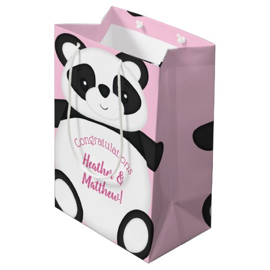 Panda Beer Baby shower Medium Cadeauzakje (Achterkant Gekanteld)