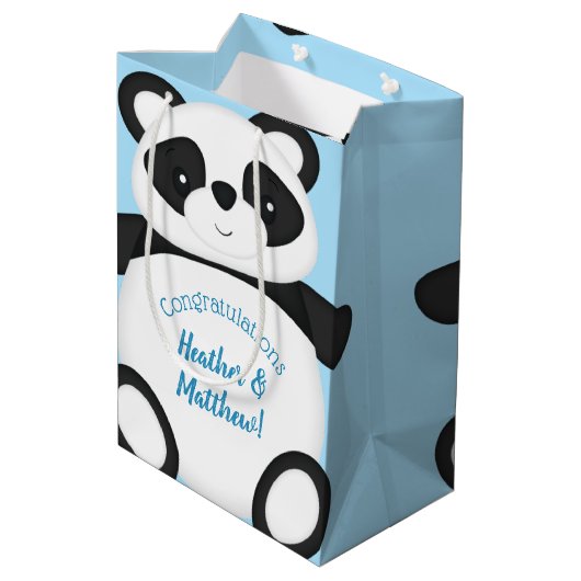 Panda Beer Baby shower Medium Cadeauzakje (Achterkant Gekanteld)