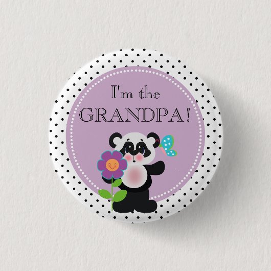 Panda Beer Baby shower Partij Familielid Button (Voorkant)