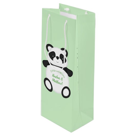 Panda Beer Baby shower Wijn Cadeautas (Voorkant Gekanteld)