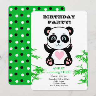 Panda Beer & Bamboe Plant Kinderen Verjaardagsuitn Kaart