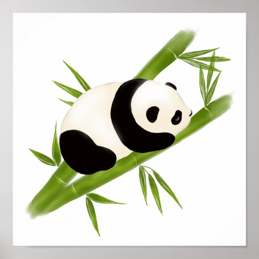 Panda Beer Bamboo Trees Poster Afdrukken (Voorkant)